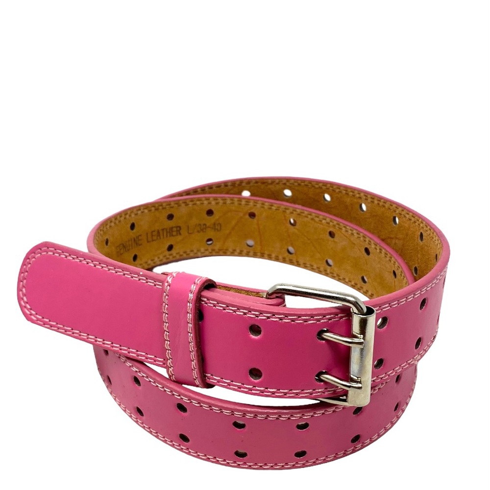 Vintage Y2K Genuine Pink Leather Belt